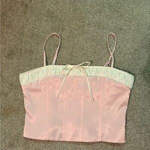 Chic Pink Satin Corset Top